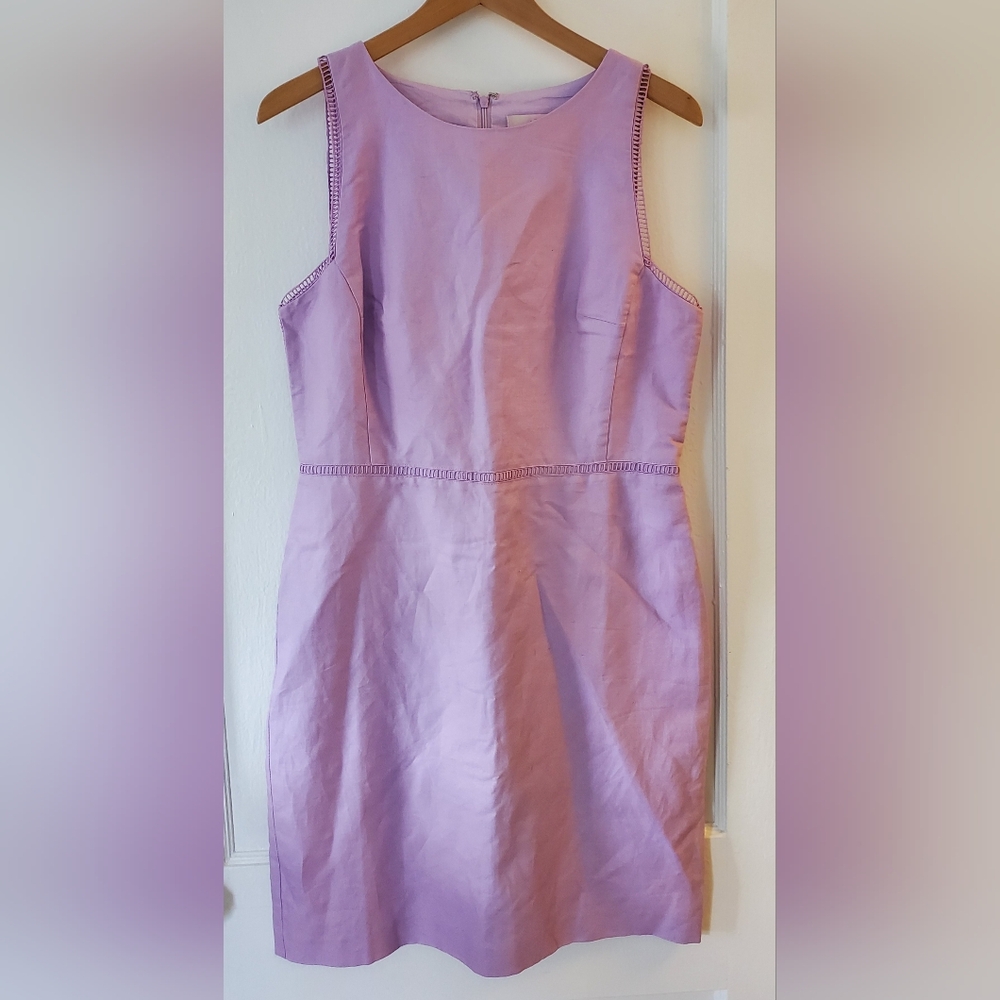 Ann Taylor Loft Linen Blend Lavender Sleeveless Dress Women's Size 8